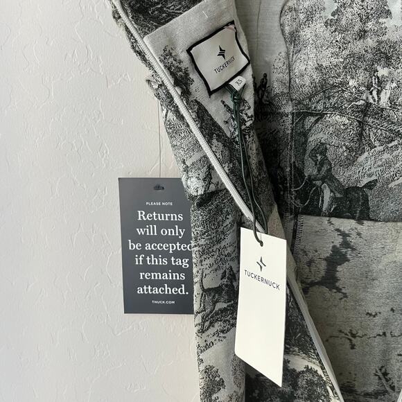 NEW Tuckernuck Dress Middleburg Gray Toile Print Suze Midi Dress Size XS - Picture 5 of 10
